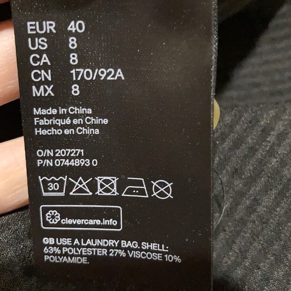 H&M Black long dress, ribbed fabric Sz 8 - Picture 6 of 6